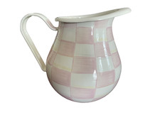 MacKenzie Childs Rosy Check Enamel Round Water Pitcher 3 Qt Metal - Brand New* picture