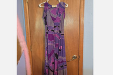 COLOURS Women’s Sleeveless V-Neck Abstract Midi Shift Dress Button Front M picture