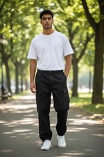 Moschino Men's Size 52 IT 36 US Black Cargo Pants NWT picture