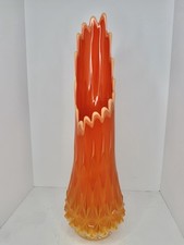 HTF VINTAGE MCM L.E. SMITH 22.75” BITTERSWEET DIAMOND BUTT SWUNG VASE picture