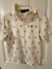 Polo Ralph Lauren Classic Fit Dog Print Short Sleeve Polo Shirt White M picture