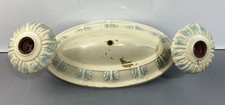 1940s Vintage Ceiling Fixture Art Deco Nouveau Embossed Tin 2 Light Flush Mount picture