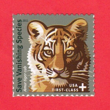2011 AMUR TIGER CUB STAMP  SAVE VANISHING SPECIES TIGERS CATS SEMIPOSTAL MNH picture