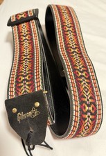 Vintage 1970’s Gibson Woven Guitar strap-Splash Logo-Unused-Orange-Black-Yellow picture