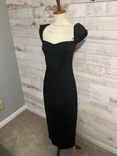 NWT Reformation size S Agostino black midi dress zip close cap sleeve picture