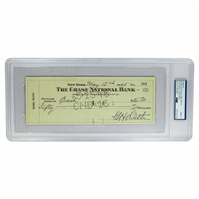 1945 Babe and Claire Ruth Signed Check PSA Auto Grade 9 picture