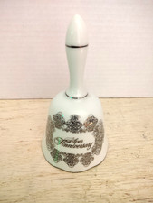 Vintage Treasure Masters Japan Silver Anniversary Porcelain Bell 25th Wedding picture