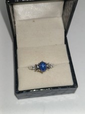 Vintage Blue Lindy Star Sapphire Ring 925 Sterling Silver Lab Created Sapphire picture