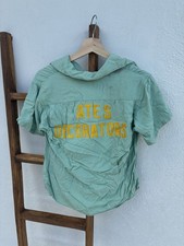 1940s/50s Chain Stitch Gabardine Rayon Wilson Short Sleeve Bowling Teal Shirt picture