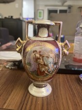Royal Vienna Vase Classical Scene 6” Tall Makers Mark Maroon Violet picture