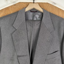 VTG Hart Schaffner Marx Suit Mens 44S Gray Herringbone 2 Button Worsted Wool picture