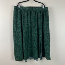 Torrid Tea Length Vacation Silk Slit A-Line Skirt Size 3X Green Leopard Print picture