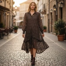 Zashi Dress Womens XL Black Floral Whimsygoth Lace Boho picture