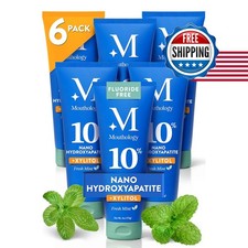 Mouthology 10% nHA Toothpaste 6pk Mint 4oz Fluoride Free SLS Free USA Made picture
