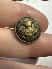 Vintage Victorian Metal Buttons Set Of 5 Lady In Hat Shank Button  picture