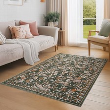 4x6 Vintage Floral Area Rug Washable Non-Slip Living Room Bedroom Dark Red picture