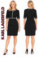 Karl Lagerfeld Paris Pearl Trim Sheath Dress Size 12 Black NWT picture