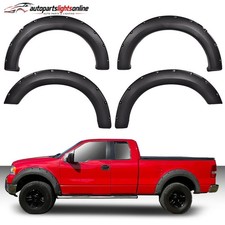 For 2004-08 Ford F150 Mark LT Styleside Bolt-On Pocket Rivet Fender Flares Black picture