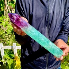 1.8LB Natural unique colored fluorite pillar quartz crystal sample picture