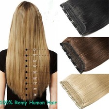 250g 5Clips On One Piece Thickest Weft Clip In Real Human Hair Black Blond Brown picture