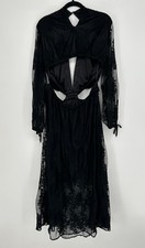 Torrid Festi Black Mesh Maxi Dress Deep V Lace Whimsigoth 2X NWT Witchy picture