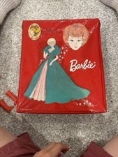 VINTAGE 1963 Mattel Barbie Doll Case, Red W/ Green & Pink Gown. Great Condition picture