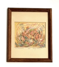 Molly D Pendergast 1949 Signed Painting Senftemberger Abstract Folk Dance Signed picture