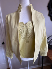 St. John Sport Yellow “Lemonade” 2pc Jacket & Tank Embroidered Zip Medium -NWT picture