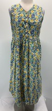 Vtg Bryn Connelly M Floral Jumper Dress Cotton Pinafore Apron Cottage Core Midi picture