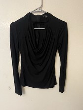Guess Women's Black Cutout Long-Sleeve Mock-Neck Blouse Top Size M picture