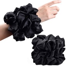 CEELGON Black Big Scrunchies for Women 1 Count (Pack of 6), Oversized picture