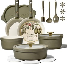 Carote 21pcs Ceramic Cookware Set w/ Detachable Handles,Pots &Pans Set Non Stick picture