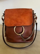 Chloe Faye Small Backpack Tobacco Brown Suede Leather Gold Hardware Authentic picture