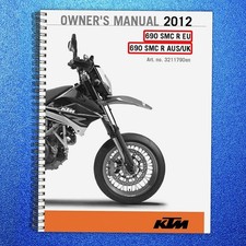 KTM 690 SMC R EU AUS UK Owners Manual 2012 - DURABLE WIRE BOUND - TOUGH JACKET picture