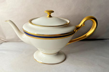Vintage Lenox P72 Model 742 Coffee or Teapot White Cobalt Blue & Gold Trim picture