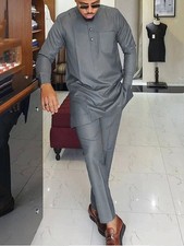 Men's African 2 Piece Set Shirt and Pants Traditional Set Suit Middle East Suit picture