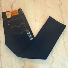 Levi’s Men’s Blue Dark Wash Slim Straight Cotton Denim Jeans Logo 5-Pocket NWT picture