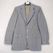 Vintage 80s John Whites Palm Beach Gray Blazer Jacket Mens 40L Gold Crest Button picture