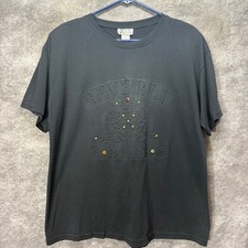 VTG 90s Kavio Designs Beverly Hills Embossed Raised Crest T-Shirt Black Womens picture