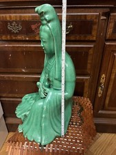 Rare Large Antique Chinese Green Glaze Ge-type Porcelain GuanYin Yongzheng picture