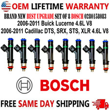 New BOSCH Best Upgrade 8 pcs Fuel Injectors for 2006-11 Cadillac & Buick 4.6L V8 picture