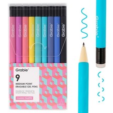 Grabie Erasable Gel Pens 0.7mm Medium Point Classic Colors 9 Pack picture