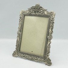 Vintage Ornate Silver Tone 5x7 Picture Frame Victorian Floral Crest cottagecore picture