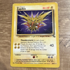 Wizards of the Coast Pokemon TCG Zapdos 30/62 Fossil Rare Regular 80HP 1999 picture