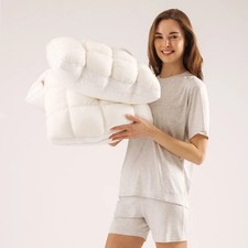 Mellow Sleep | Mellow Puff Pillow – Soft Quilted Puff Grid Design Pillow, Fluffy picture