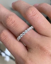 2.00Ct Round Cut Natural Diamond 14K White Gold Eternity Band Ring Size 6,7,8 picture