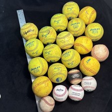 Lot 22 Softballs & Baseballs Dudley Thunder 5x Official Slow Pitch Good Used Con picture