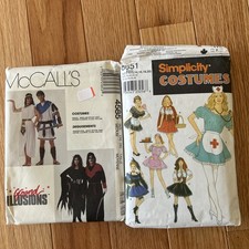 McCall Simplicity Costume Patterns Adult Teen Nurse Witch Roman 50s Lot of 2 picture