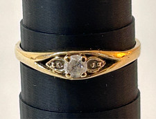 10K Yellow Gold Diamond Ring Size 8 Dainty Openwork Setting 1.46g picture