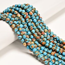 Natural Spiny Oyster Mohave Copper Turquoise Smooth Round Beads 4mm 6mm 15.5
